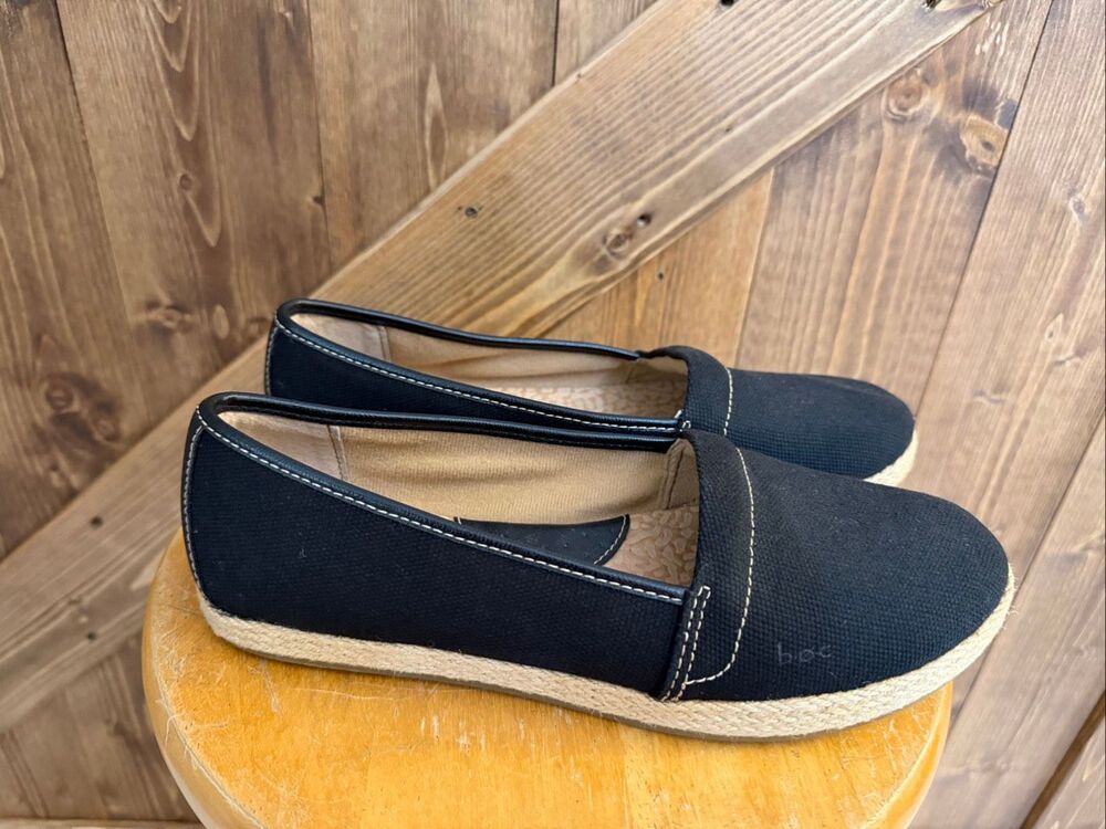b.o.c. Women’s Size 8.5 Black Canvas Espadrille Slip-On Flats